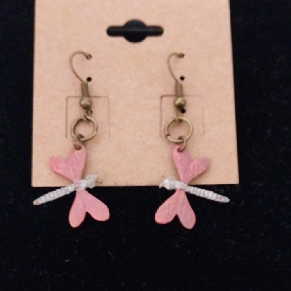 Pink Dragonfly Earrings